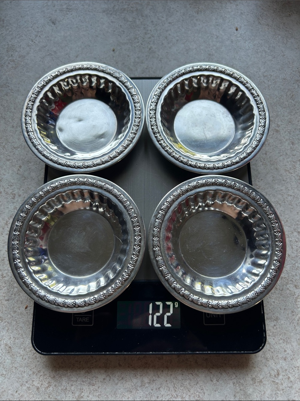 Set of 4 Sterling Silver Nut Bowls .925